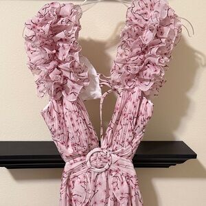 Pink Floral Ruffle Dress